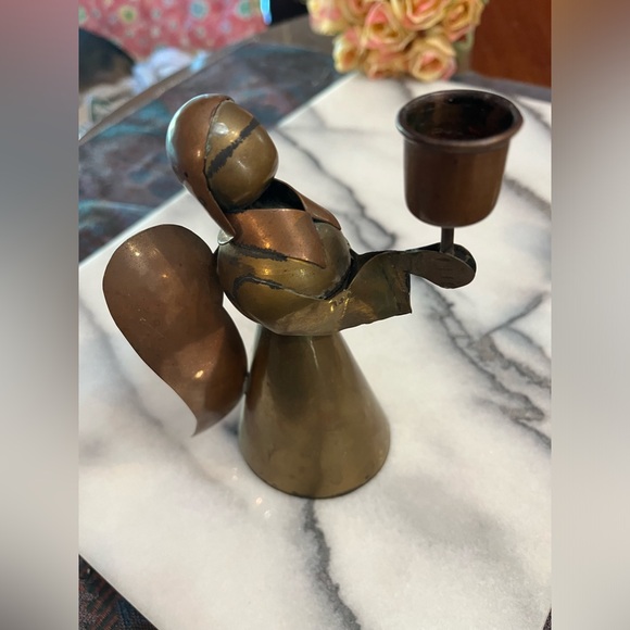 Vintage Brass Angel Candle Holders from Mexico - Set of 3 - Picture 11 of 16